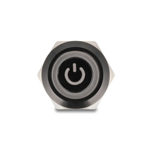 Delock Push Switch for Installation black 19 mm 12 V 5 x solder connection LED red power symbol + ring