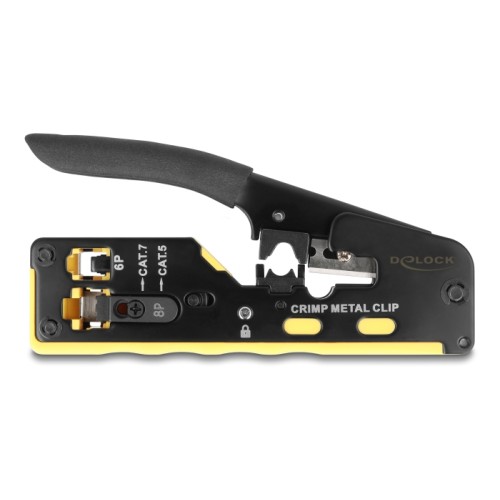 Delock Crimping Tool for 6P/8P RJ45/RJ11 plugs Cat. 5/6/7 with cutter and stripper