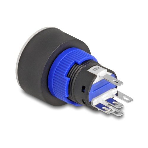 Delock Push Button protruding for Installation 22 mm 5 x solder connection actuator flat plastic LED blue