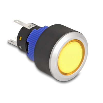 Delock Push Button protruding for Installation 22 mm 5 x solder connection actuator flat plastic LED yellow