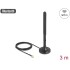 Delock Antenna WiFi 6 RP-SMA plug 3 dBi omnidirectional with connection cable RG-174 3 m with tilt joint with magnetic base blac
