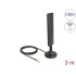 Delock 5G LTE Antenna SMA plug 3 dBi omnidirectional with connection cable RG-174 3 m with tilt joint with magnetic base black