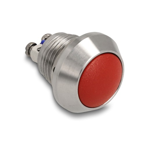 Delock Push Button for Installation 12 mm 2 x Screw Terminal red
