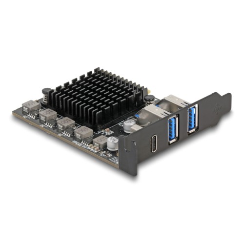 Delock PCI Express x4 Card to 1 x USB Type-C™ 20 Gbps + 2 x Type-A 10 Gbps - Low Profile Form Factor