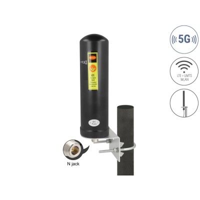 Delock 5G LTE Antenna N jack 3 - 5 dBi omnidirectional wall and pole mounting outdoor black