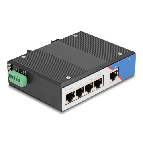 Delock Industrial Gigabit Ethernet Switch 5 Port RJ45 for DIN rail