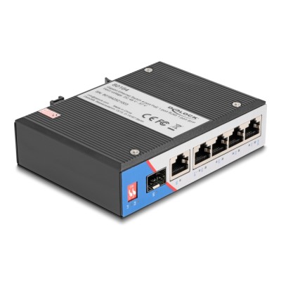 Delock Industrial Gigabit Ethernet Switch 4 Port PoE 1 Port RJ45 1 Port SFP for DIN rail 2