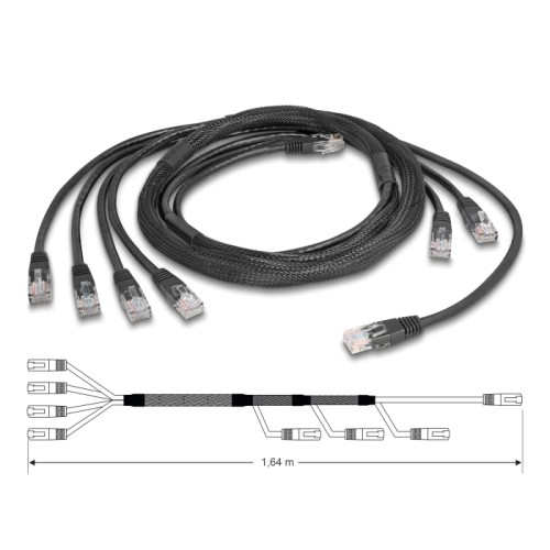 Delock RJ45 Trunk Cable 4 x plug to 4 x plug Cat.5e UTP black