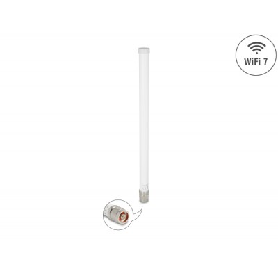 Delock WiFi 7 Antenna N plug 4.5 - 6.6 dBi 32 cm omnidirectional fixed outdoor white