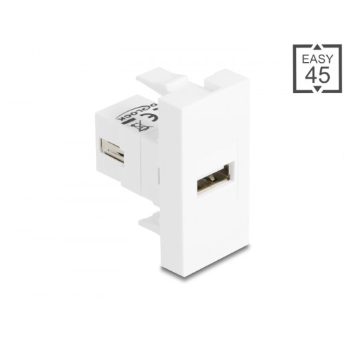 Delock Easy 45 Module USB 2.0 Type-A female to USB 2.0 Type-A female white