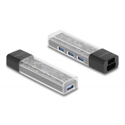 Delock 4 Port USB Hub 5 Gbps with USB Type-A or USB Type-C™ port in transparent housing 2