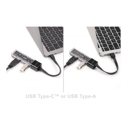 Delock 4 Port USB Hub 5 Gbps with USB Type-A or USB Type-C™ port in transparent housing