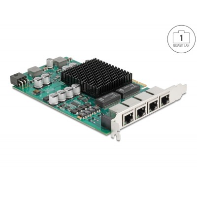 Delock PCI Express x4 Network Card Gigabit LAN 4 x RJ45 with PoE+ i350
