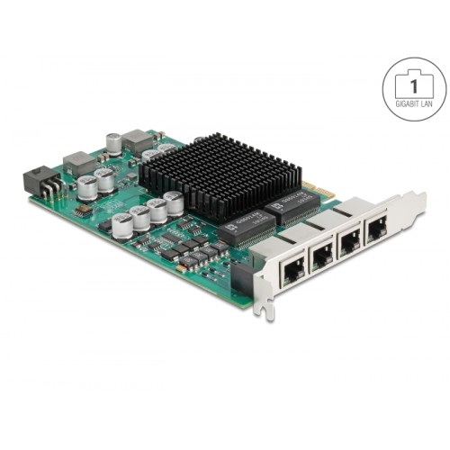 Delock PCI Express x4 Network Card Gigabit LAN 4 x RJ45 with PoE+ i350
