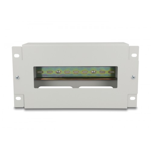 Delock 10″ Circuit-breaker strip with cover and DIN rail 3U metal grey