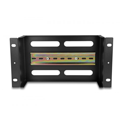 Delock 10″ Circuit-breaker strip with cover and DIN rail 3U metal black