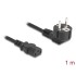 PC power cord earthed plug CEE 7/7 90° angled to C13 female, 1 m, 3 x 1.00 mm² black