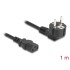 PC power cord earthed plug CEE 7/7 90° angled to C13 female, 1 m, 3 x 0.75 mm² black