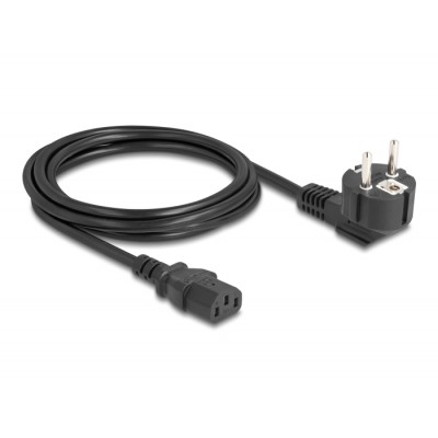 PC power cord earthed plug CEE 7/7 90° angled to C13 female, 2 m, 3 x 0.75 mm² black 2