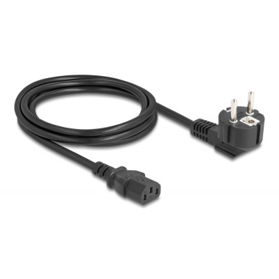 PC power cord earthed plug CEE 7/7 90° angled to C13 female, 2 m, 3 x 1.00 mm² black 2