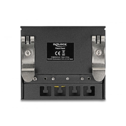 Delock Mini Desktop Patch Panel RJ45 jack 4 port Cat.6A shielded black - for mounting on a table, wall or DIN rail