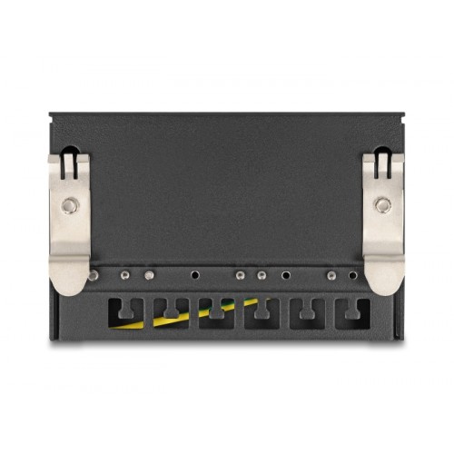Delock Mini Desktop Patch Panel RJ45 jack 6 port Cat.6A shielded black - for mounting on a table, wall or DIN rail
