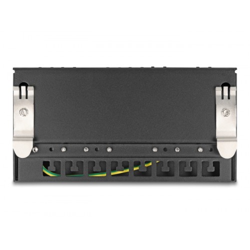 Delock Mini Desktop Patch Panel RJ45 jack 8 port Cat.6A shielded black - for mounting on a table, wall or DIN rail