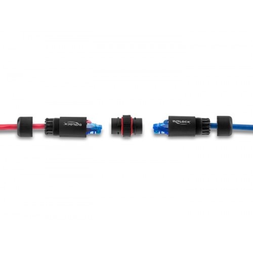 Delock Cable Connector RJ45 jack to RJ45 jack Cat.6 with M16 thread and bayonet lock IP68 dust and waterproof