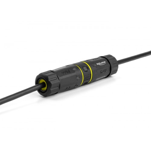 Delock Cable Connector RJ45 jack to RJ45 jack Cat.7 with M23 thread IP68 dust and waterproof