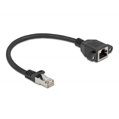 Delock Network Extension Cable S/FTP RJ45 plug to RJ45 jack Cat.6A 0.25 m flat design black 2