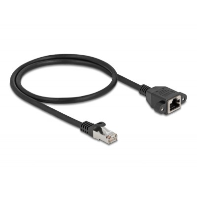 Delock Network Extension Cable S/FTP RJ45 plug to RJ45 jack Cat.6A 0.5 m flat design black 2