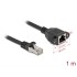 Delock Network Extension Cable S/FTP RJ45 plug to RJ45 jack Cat.6A 1 m flat design black