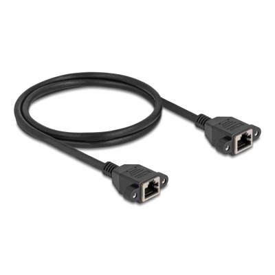 Delock Network Extension Cable S/FTP RJ45 jack to RJ45 jack Cat.6A flat design 1 m black 2