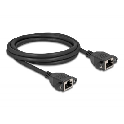 Delock Network Extension Cable S/FTP RJ45 jack to RJ45 jack Cat.6A flat design 2 m black 2