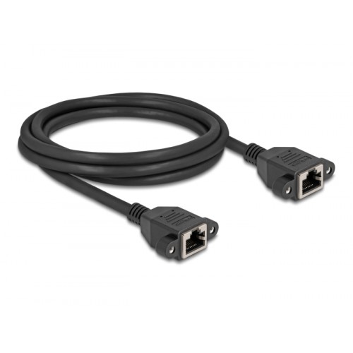 Delock Network Extension Cable S/FTP RJ45 jack to RJ45 jack Cat.6A flat design 2 m black