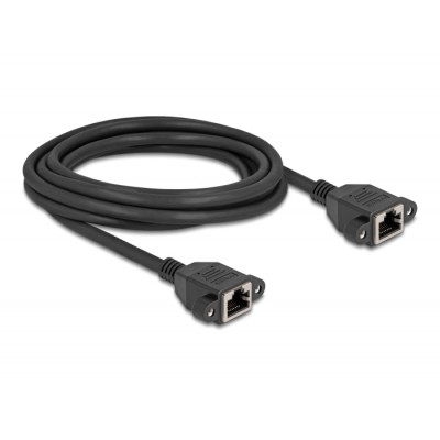 Delock Network Extension Cable S/FTP RJ45 jack to RJ45 jack Cat.6A flat design 3 m black 2