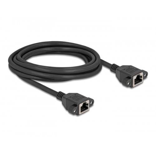 Delock Network Extension Cable S/FTP RJ45 jack to RJ45 jack Cat.6A flat design 3 m black