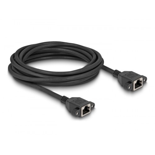Delock Network Extension Cable S/FTP RJ45 jack to RJ45 jack Cat.6A flat design 5 m black