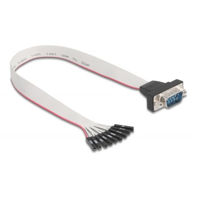 Delock Flat Ribbon Cable RS-232 with 9 x pin header female to D-Sub 9 pin male with nuts 30 cm 2