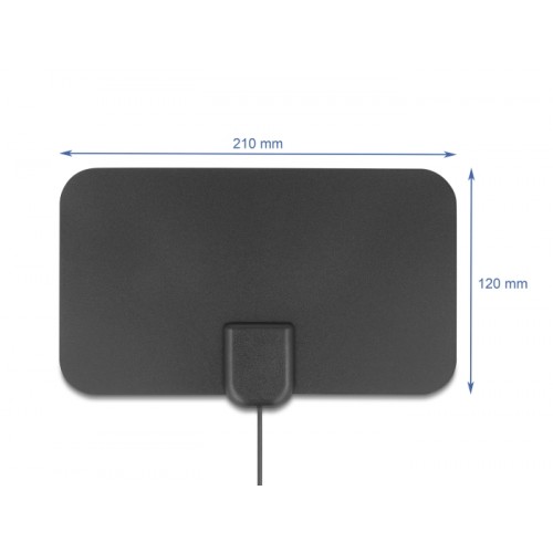Delock DAB+ DVB-T2 Antenna F plug 5 - 25 dB active omnidirectional black adhesive mounting
