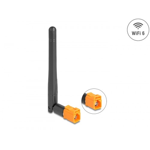 Delock WiFi 6 Antenna FAKRA M jack 2.5 - 3.0 dBi omnidirectional with tilt joint black