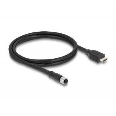 Delock M12 Cable A-coded 17 pin female to HDMI male 1 m black 2