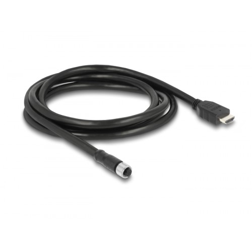 Delock M12 Cable A-coded 17 pin female to HDMI male 2 m black