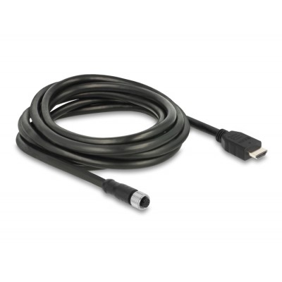 Delock M12 Cable A-coded 17 pin female to HDMI male 3 m black 2
