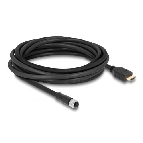 Delock M12 Cable A-coded 17 pin female to HDMI male 5 m black