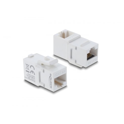 Delock Keystone Module Coupler RJ45 jack to jack Cat.6A 90° angled plastic UTP white