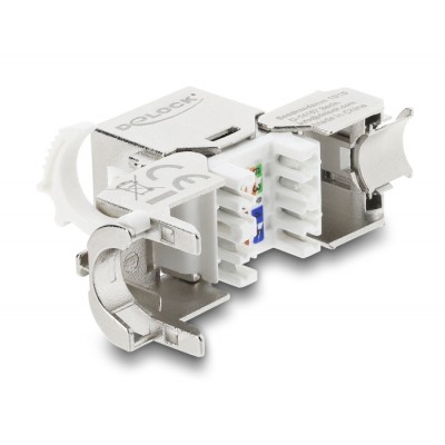 Delock Keystone Module RJ45 jack to LSA Cat.8.1 shielded with locking clip and dust cover cable tie-free 2