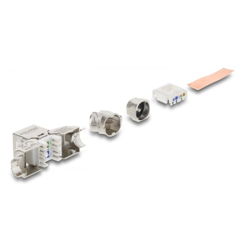 Delock Keystone Module RJ45 jack to LSA Cat.6A toolfree 45° angled shielded