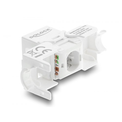 Delock Keystone Module RJ45 jack to LSA Cat.6 UTP tool-free with dust cover white / black