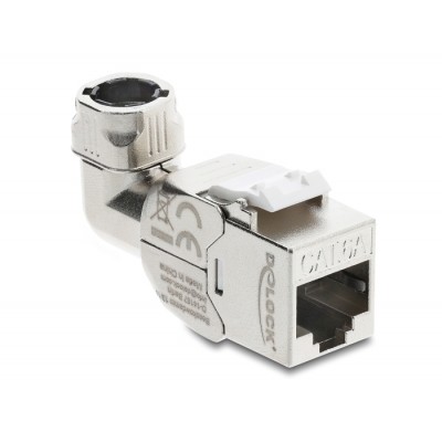 Delock Keystone Module RJ45 jack to LSA Cat.6A toolfree 90° angled shielded for cable diameter from 5.0 - 8.5 mm
